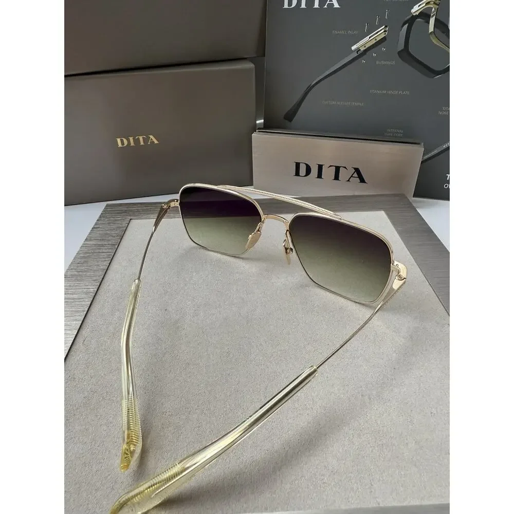 DITA FLIGHT SEVEN DTS 111 07 Brushed Gold Green Gradient Sunglasses AUTHENTIC
